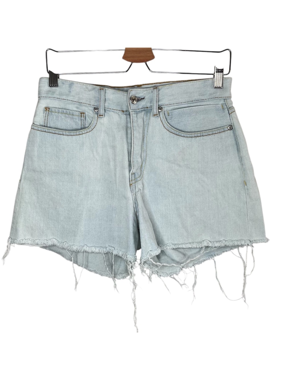 Quiksilver Womens Light Wash Cotton Frayed hem Denim Shorts Size 27 skater